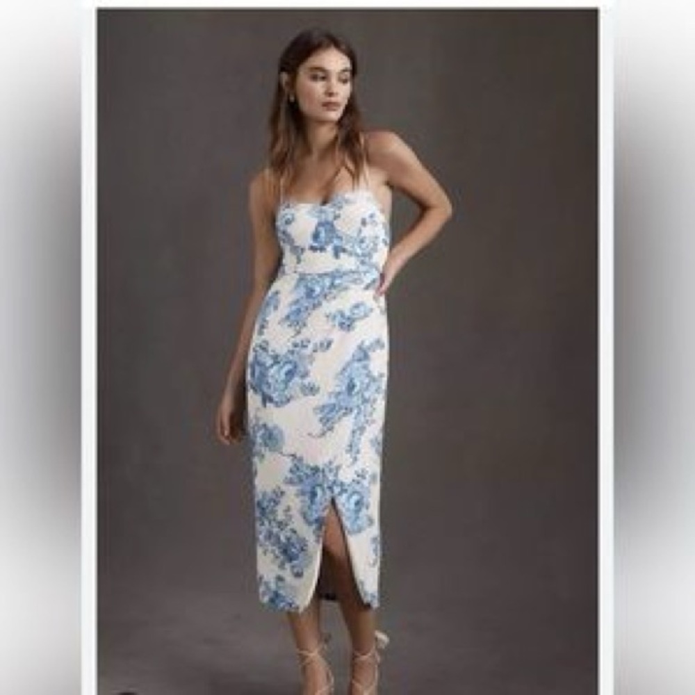 BHLDN beautiful floral tea length dress